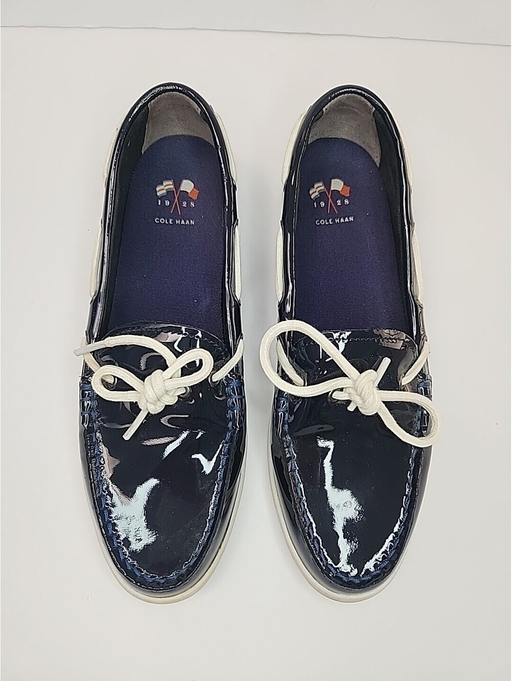 Women's Cole Haan Nantucket Loafers Slip On Shoes 9 Blue Patent Leather Mint